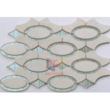 Quartz Mix Glass Water Jet Cutting Mosaic Tile (CFW48)